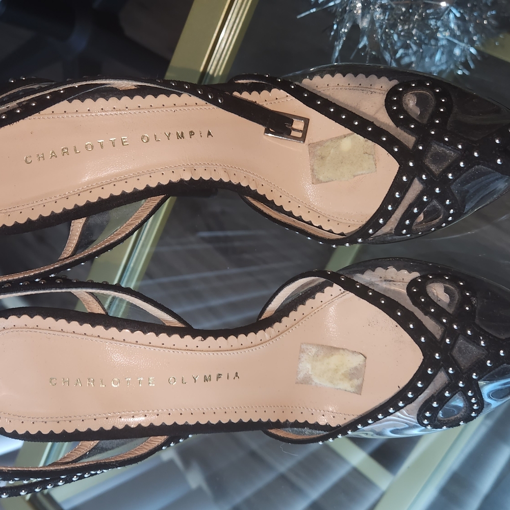 Charlotte Olympia Black Heels with Intricate Detailing